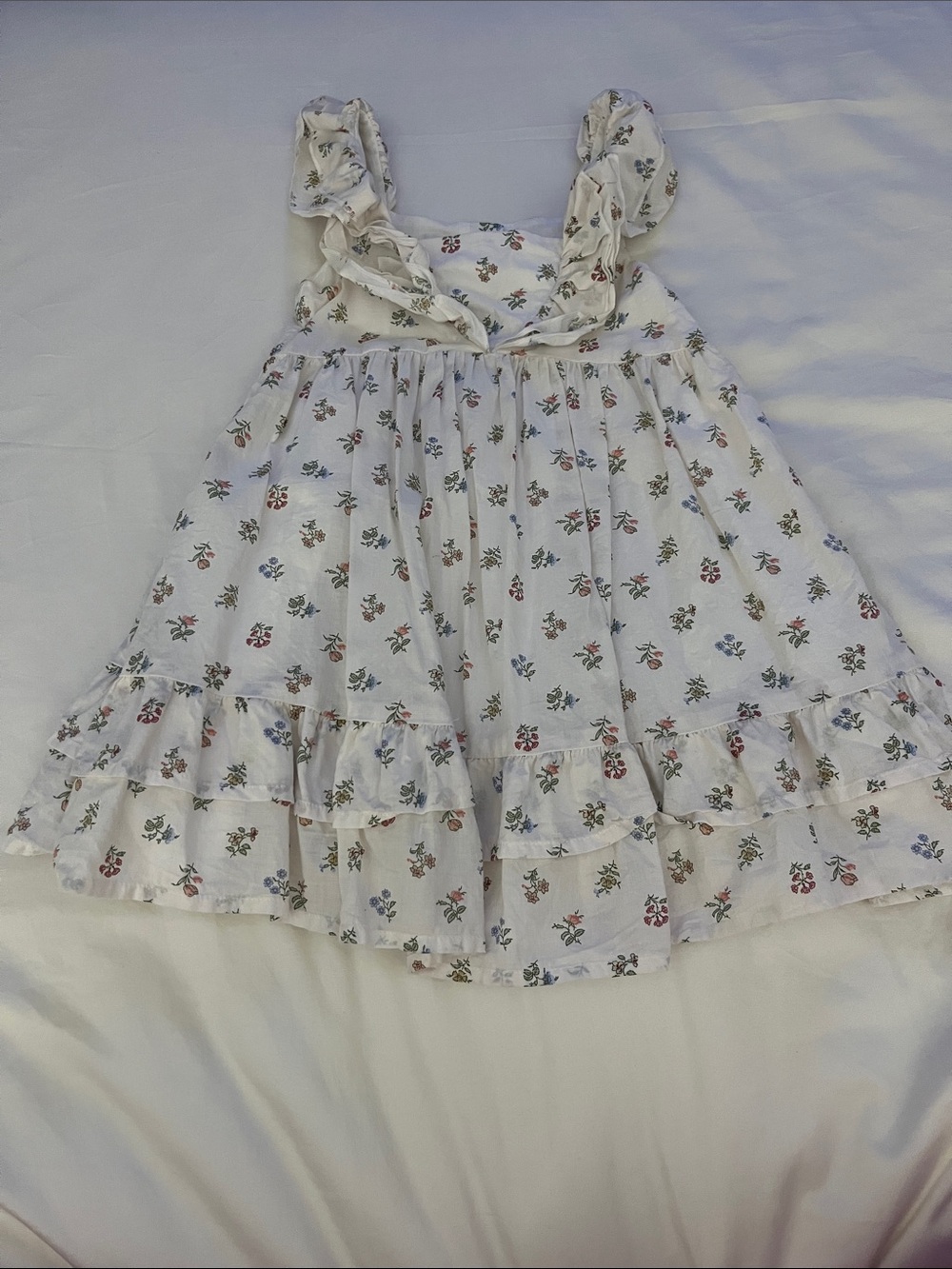 Janie and Jack White Floral Ruffle-Trim Sundress